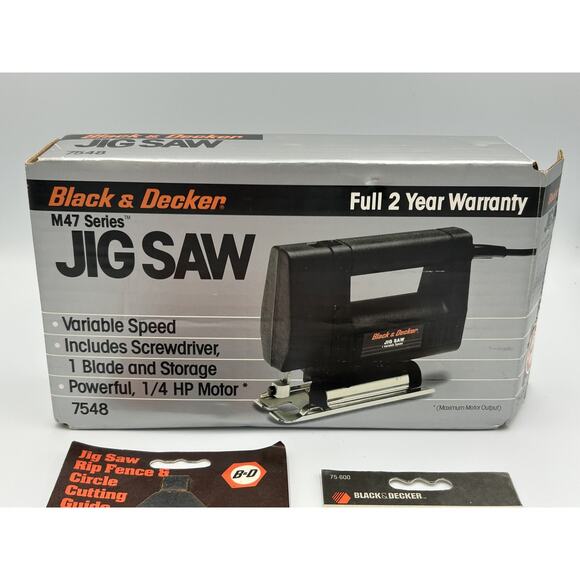 Vintage Black & Decker Jig Saw M47 Series 7548 USA w/ Fence Guide Blades Manual - Picture 2 of 16